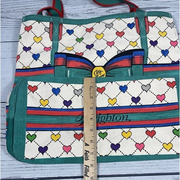 BRIGHTON Love & Joy Tote BAG by Brighton Lulu ThMulticolor Hearts Canvas Bow - Picture 7 of 8